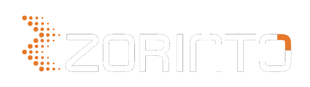 Zorinto logo, reversed form, with registered trade mark symbol